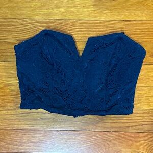 Adorable navy blue flowery laced tube top